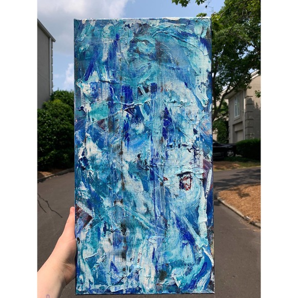 Original Abstract Blue Painting | Handmade Blue Wall Décor - Picture 3 of 5